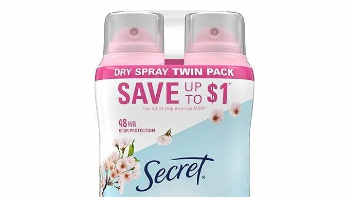 Secret Dry Spray Deodorant Review: 48H Odor Protection & Skin-Friendly Cherry Blossom Scent