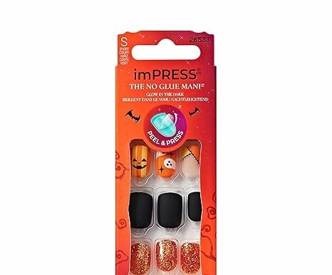 KISS imPRESS Halloween Press-On Nails Review: Glow-In-The-Dark, No Glue, Matte Finish!