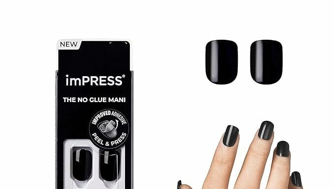 KISS imPRESS No Glue Mani Press-On Nails Review: All Black, Easy Application, Long-Lasting Results