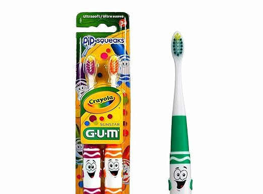 GUM Crayola Toddler Pip-Squeaks Toothbrush Review: Ultra-Soft Bristles & Fun Design